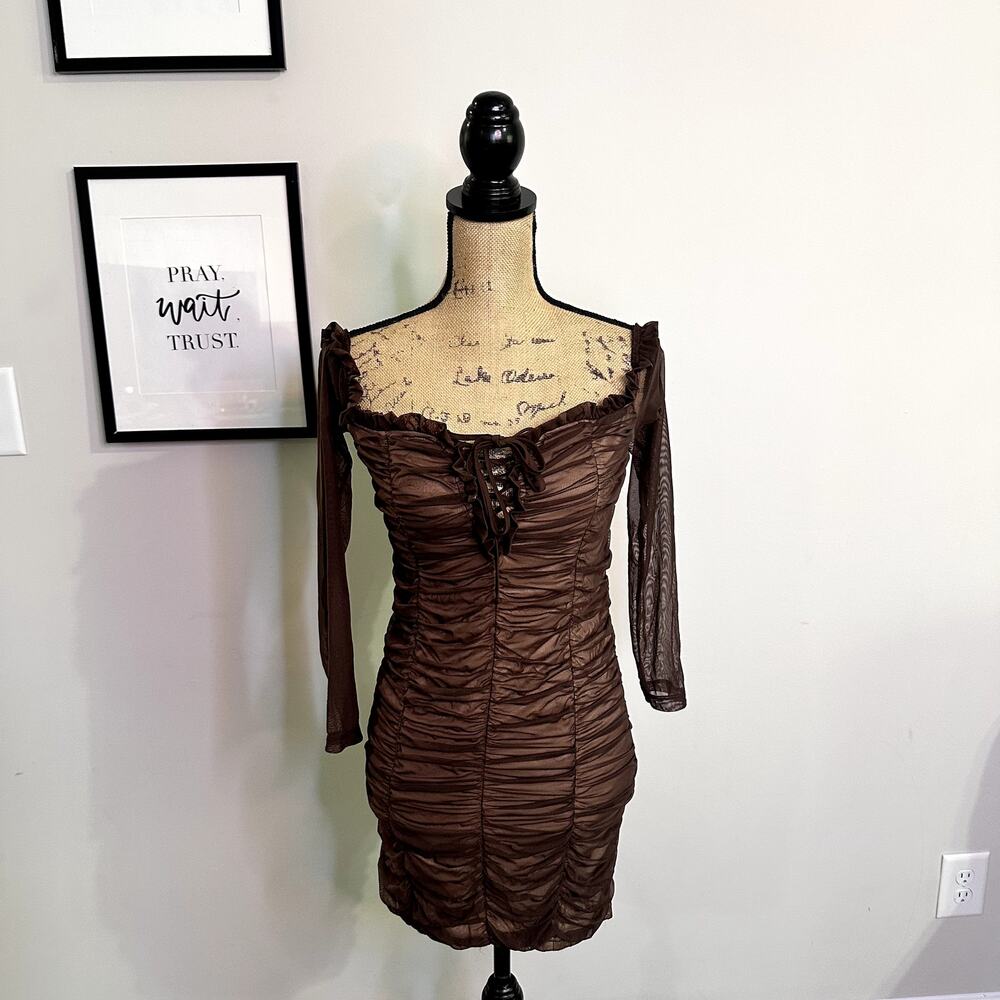 Fashion Nova Women Size L Brown Dress